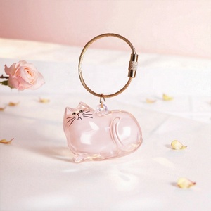 Mèo Trong Suốt Tưởng Niệm Tóc Viên Nang Keychain Tự Làm Pet Lông Móc Khóa Phụ Kiện Lưu Trữ Container Cho Mèo Con Tóc Trang Trí - Product Image 1