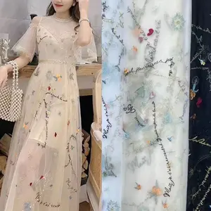 Модное женское платье Вышивка Тюль кружевная ткань поставщик из Гуанчжоу