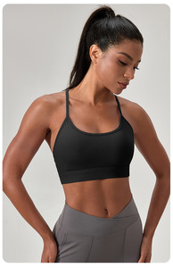 Wholesale Women Square Neck Sports Bra Adjustable T <b>Back</b> Thin Strap Removable Pads Yoga Bra <b>Low</b> Support Gym Athletic Crop <b>Top</b> - Product Image 4