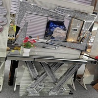 Table console moderne en MDF avec miroir, table d'appoint diamantée pour couloir, salon, salle à manger, meuble mural décoratif