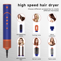 Secador de Pelo Profesional 7 en 1 de Alta Velocidad, Plegable, de Plástico, 110,000 RPM, Cepillo de Aire Caliente Multifuncional, Rizador Iónico Automático
