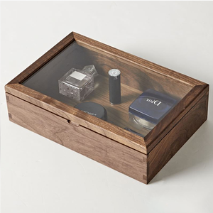 Boîte d'emballage cadeau en bois massif en vrac, boîte d'affichage en noyer noir naturel avec fenêtre transparente, vente en gros - Product Image 6