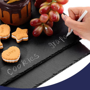 Planche à fromage et <span class=keywords><strong>plateau</strong></span> <span class=keywords><strong>en</strong></span> <span class=keywords><strong>ardoise</strong></span> rectangulaire à bord naturel de style classique de 20x15cm <span class=keywords><strong>avec</strong></span> tapis et tampons - Product Image 4