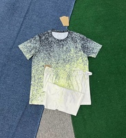 Vêtements de sport pour hommes personnalisés avec logo, ensemble décontracté à manches courtes, chemises à motifs dégradés, vêtements de course et d'entraînement, vente en gros