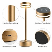 Lampe de chevet LED moderne, simple, écologique, flexible, sans fil, à piles, à intensité variable, avec interrupteur tactile, pour protéger les yeux