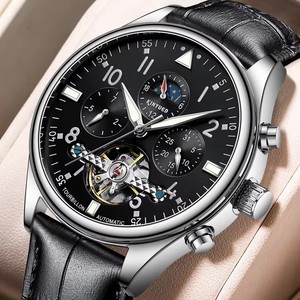 Envío Directo, Reloj Mecánico para Hombre KINYUED J-125, Movimiento Automático, Correa de Cuero, Fase Lunar, Visualización de Día y Fecha, Resistente al Agua 3BAR - Product Image 3