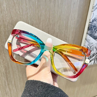 Lunettes de lecture anti-lumière bleue œil de chat arc-en-ciel 2026, monture demi-cerclée de luxe de marque de créateur avec perles pour femmes