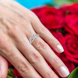 Роскошные обручальные кольца модные ювелирные изделия циркон женщин 925 Серебряный подарок на день Святого Валентина обещание белый 30 романтический классический бесконечный - Product Image 6