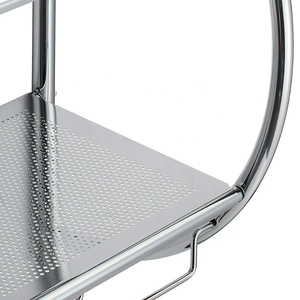 Étagère de salle de bain à 2 niveaux, support mural chromé de salle d'eau, en métal avec barres à serviettes, prix d'usine, nouveau - Product Image 5