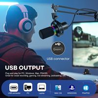 Microphone de studio professionnel à condensateur filaire XLR/USB, anti-bruit, cardioïde, avec suspension antichoc et carte son, pour ordinateur de bureau