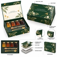 Boîte magnétique personnalisée pour dégustation de miel, emballage cadeau imprimé CMYK avec logo, dorure à chaud, carton gris laminé brillant