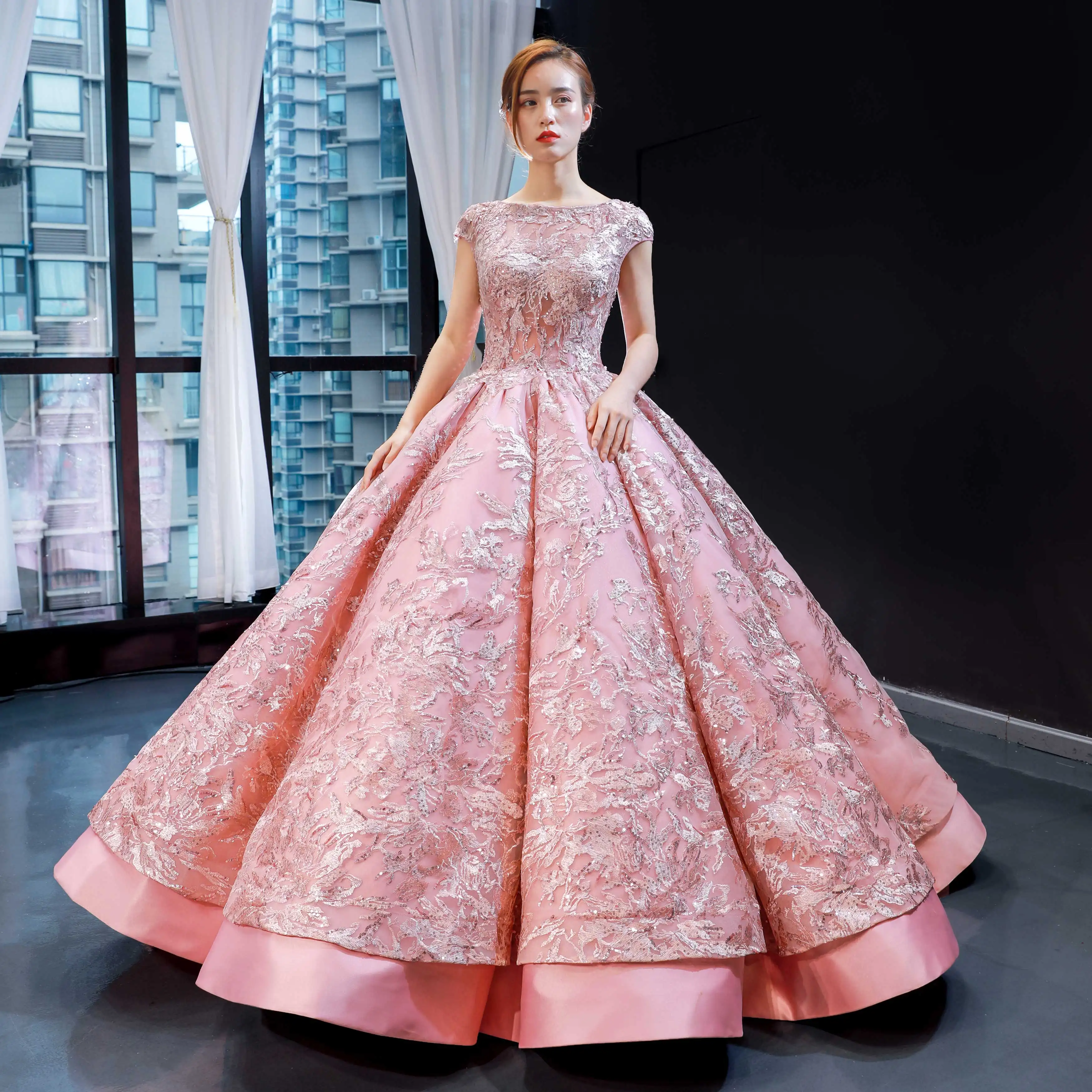 Janc ember RSM66941 rosa neueste Designer elegante Spitze Abendkleid Party kleider für Dame 2019