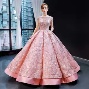 Jancember RSM66941 rosa ultime designer elegante del merletto abito da sera vestiti da partito per la signora 2019