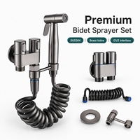 Kit de pulvérisation pour bidet en laiton anthracite, directement de l'usine, avec douchette manuelle et valve, pour les commandes en gros