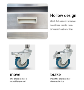 Carrello Medico in Acciaio Inossidabile con 4 Ruote, Adatto per Sale d'Emergenza, Carrello Medico a Doppio Cassetto - Product Image 4