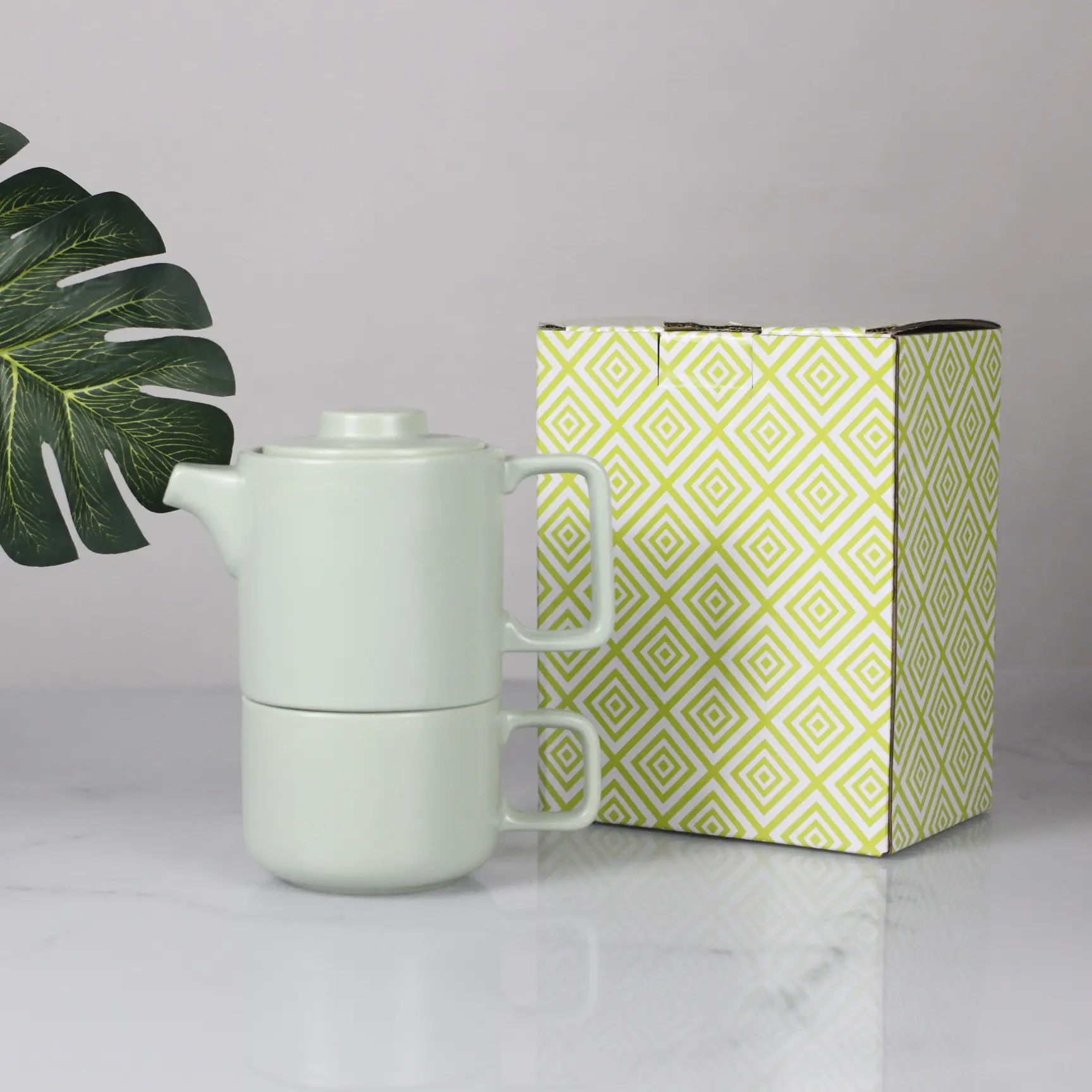 Modern Simple style ceramic Customize Matte color porcelain tea cup set porcelain tea for one set