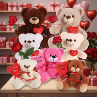 Ositos de Peluche Baratos al por Mayor para San Valentín, Osito de Peluche Suave de 20 cm con Rosa, Muñeco de Oso para el Día de San Valentín 2026 al por Mayor