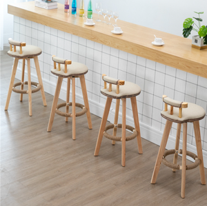 Tabourets <span class=keywords><strong>de</strong></span> <span class=keywords><strong>bar</strong></span> en bois rembourrés <span class=keywords><strong>de</strong></span> style nordique moderne en gros, chaises hautes pour table <span class=keywords><strong>de</strong></span> <span class=keywords><strong>bar</strong></span> - Product Image 2