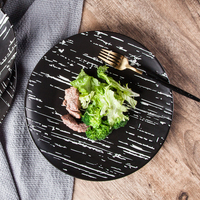 Assiette en Mable noire, matériel de porcelaine blanche et noire, céramique mat
