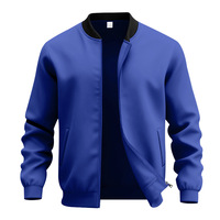Blouson Bomber Homme Personnalisable en Toile Unie, Col Montant, Fermeture Éclair Intégrale, Style Sportif Décontracté, Veste de Baseball avec Logo