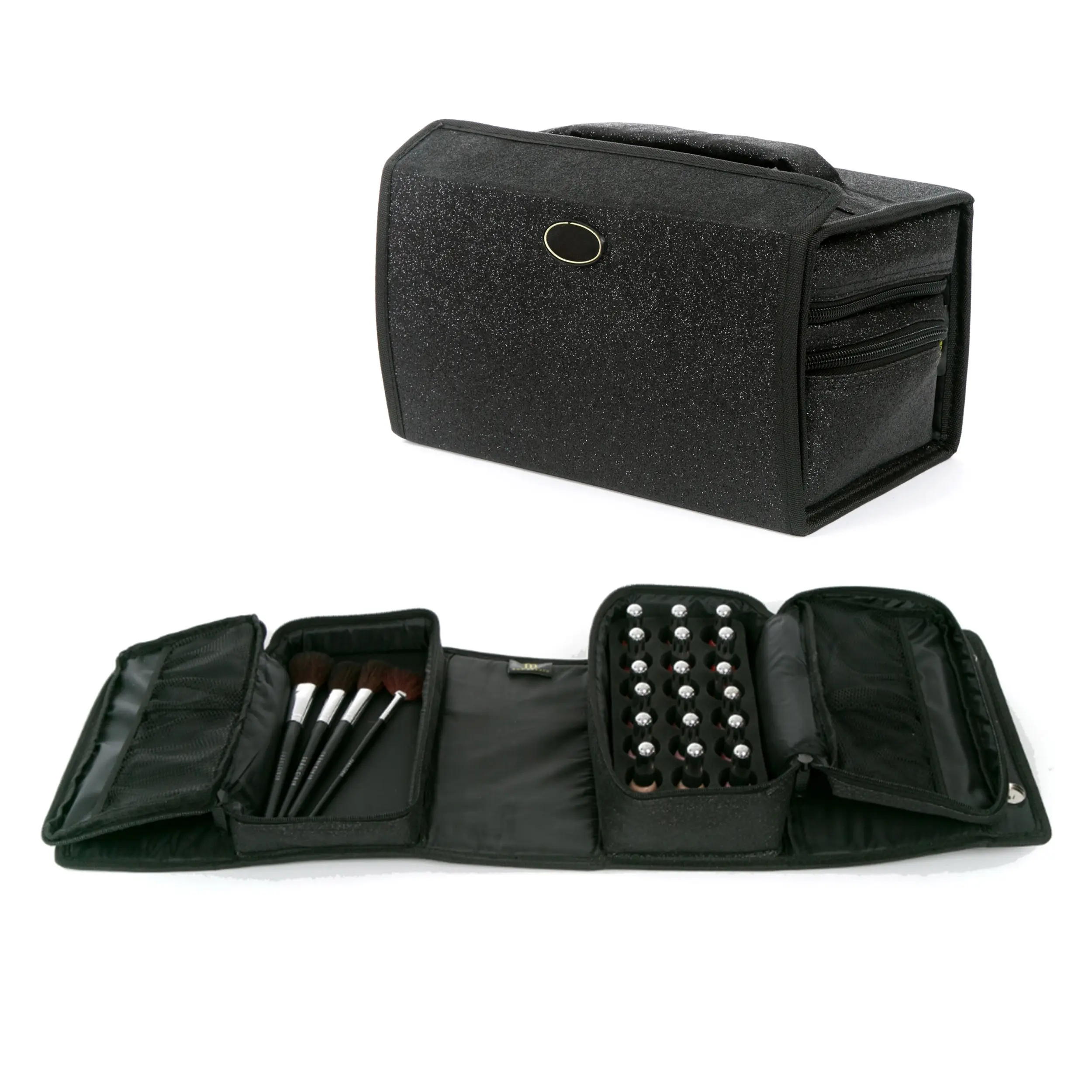공장 개인 상표 블랙 스파클 필수 도구 매니큐어 컴팩트 매니큐어 케이스 가방