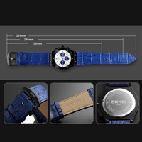 Montre à quartz pour homme SKMEI 9157, étanche 30 m, chronographe, date, bracelet en cuir et acier, montre sport