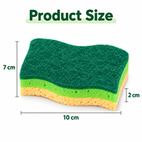 Éponge de nettoyage en pulpe de bois avec face abrasive et corps absorbant pour la vaisselle et le nettoyage domestique de l'évier de cuisine