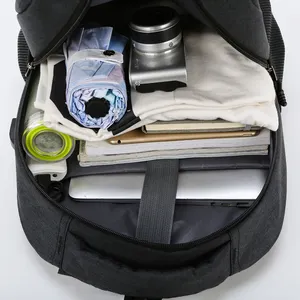 حقيبة ظهر كاجوال خفيفة الوزن للرجال ، حقيبة كمبيوتر محمول سوداء ، متينة ، مقاومة للماء ، حقيبة ظهر رجالية ، 19 بوصة