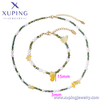 X000985187 XUPING JEWELRY Ensemble collier et bracelet perlé, en acier inoxydable, cadeau de Noël tendance pour femmes
