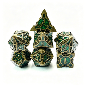 Vintage Style Gold Plated DND <b>Dice</b> Set Antique Brass Finish Polyhedral <b>Dice</b> For Dungeons and Dragons Gamers Wholesale - Product Image 4