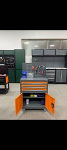 Mobile Steel <strong>Tool</strong> <strong>Trolley</strong> with Keyed Lock &amp; 2 Drawers | Metal Storage Cabinet on Wheels | Versatile Commercial Utility Cart - Product Image 3