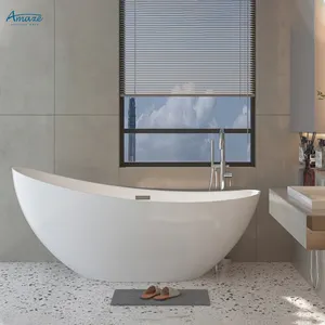 Hotel modern design Indoor whirlpool free standing soaking durable for adults artificial stone acrylic bathroom bathtub basin