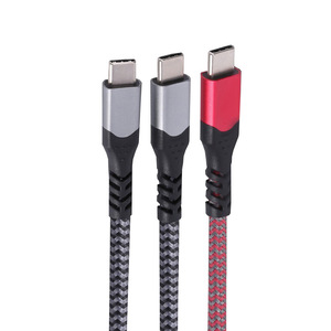 Type <b>C</b> Data <b>Cable</b> <b>USB</b> 3.1 Gen2 5A 10Gbpd 100W Braided Silver Gray Male <b>To</b> Male Connector - Product Image 2