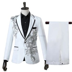 Zarif Aplikeli Erkek Takımları Slim Fit <span class=keywords><strong>2</strong></span> Parça Resmi Smokin Takımları Blazer Pantolon Papyon Kravatlı Düğün Balo İçin - Product Image 1