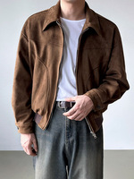 Veste en daim de haute qualité OEM pour homme, veste bomber vintage, streetwear, coupe ample, veste de travail personnalisée