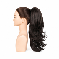 Queue de cheval synthétique en fibre haute température avec cordon de serrage, 20 pouces, ondulation naturelle, élastique pré-bouclé, application facile