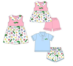 Pré-commande en gros de vêtements pour enfants bleu ABC Hungry <span class=keywords><strong>Caterpillar</strong></span> Shorts Outfit Ensemble de vêtements pour la rentrée des classes pour garçons - Product Image 2