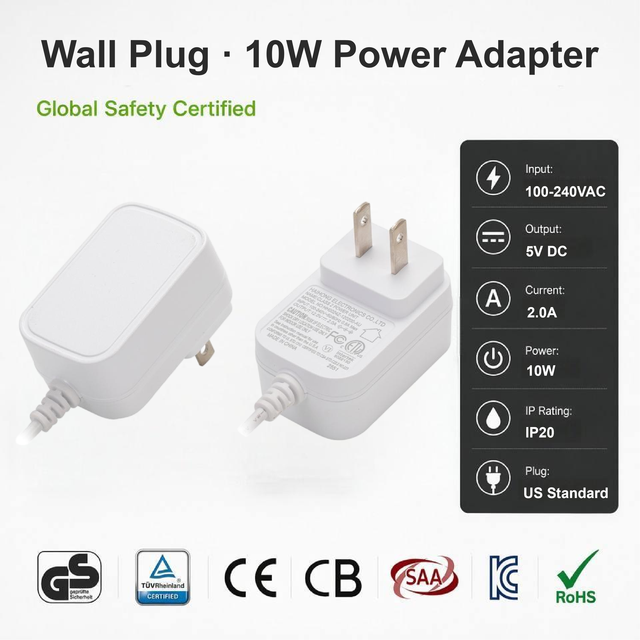Wholesale Factory Price 5V 2A 10W Power Adapter UL FCC Certified AC DC Switching Power Supply US Wall Plug for Global Export