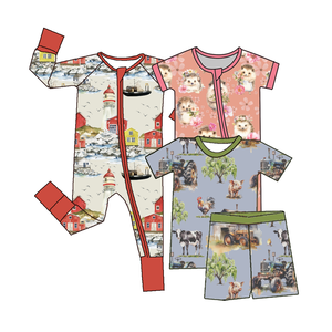 Piyama rajut bambu Mobil Musim Semi penjualan terbaik ritsleting lengan pendek dengan pola mobil lucu dan penutup ritsleting - Product Image 2