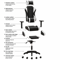 Chaise de Gaming de Luxe Pliable avec Repose-Pieds, Design Convertible en Cuir PU, Chaise de Gamer Moderne Extensible, Vente en Gros