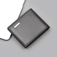 Dompet Pendek Tempat Kartu Horizontal Sederhana Dompet Pria Multi-Slot Kartu Retro Fashion Dompet Kulit PU Berkualitas Tinggi ANTI-RFID