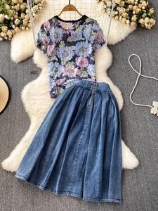 Cổ Điển Của Phụ Nữ Thiết Lập Ngắn Tay Áo Len + Hip Váy Nữ Hàng Ngày Phù Hợp Với Rắn Dệt Kim 2 Mảnh Thiết Lập Phụ Nữ - Product Image 5