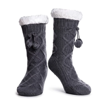 Chaussettes d'hiver épaisses en coton avec logo personnalisé, respirantes, en tricot torsadé, doublées sherpa, avec logo sur le bord, chaudes, vente en gros