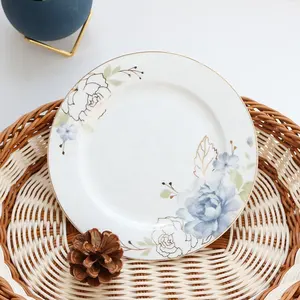 china supplier fine bone china dishes & plates gold rim porcelain dinner plate