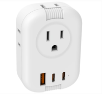 Adaptateur de prise électrique multi-voyages États-Unis-Europe avec 1 port USB-A, 2 ports USB-C, courant nominal 15A, prise de courant internationale
