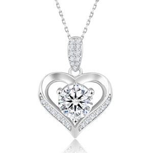 Collar con Colgante de Moissanita en Forma de Corazón, Regalo para el Día de San Valentín, Plata de Ley 925, Chapado en Oro Blanco, Diamante VVS de 1ct, para Mujer - Product Image 1