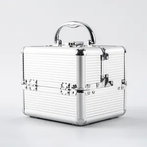 GLARY sliver sert makyaj kutuları durumda profesyonel kozmetik taşınabilir mini makyaj çantası organizatör özel etiket makyaj çantası kutu