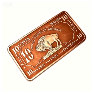 Barra de Cobre Puro 999 de 10oz al por Mayor con Patrón de Mascota Búfalo, Estampado Personalizado, Barra de Lingote, Regalo de Negocios para Coleccionistas - Product Image 2