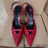 Nouvelles Sandales à Talons Hauts Rouges à Lacets pour Femmes, Grande Taille 42, Style Coréen, Bout Pointu, Bride Cheville Convertible, Talon 8cm, Cuir Véritable – Collection 2026