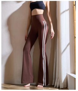 Women's Yoga Flare Leggings Mid Waist Wide Leg Breathable Casual Workout Pants Elastic <b>Tights</b> Bell Bottomed - Product Image 3